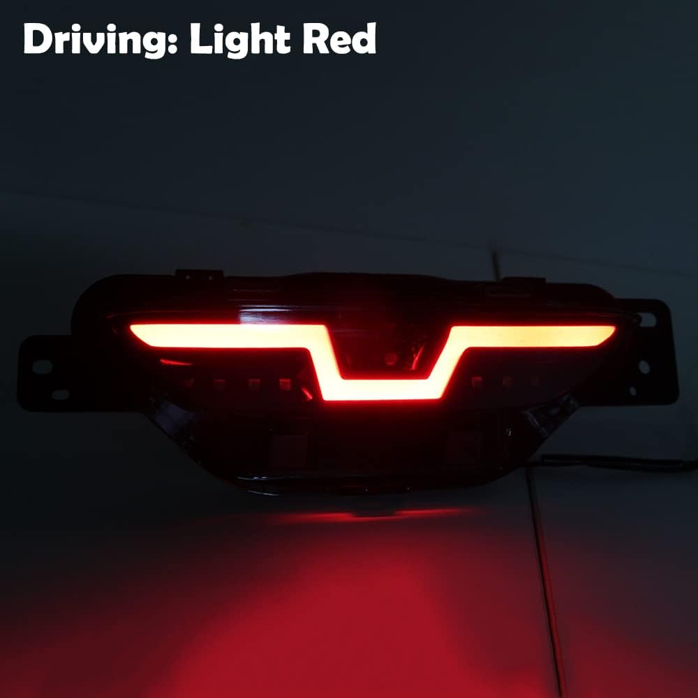 Dreamseek Rear LED Fog Brake Light for TOYOTA C-HR CHR 2016 2017 2018 2019 2020 2021 Tail Bumper Reflector Reverse Stop Signal Lamp Replacement (Smoke Lens)