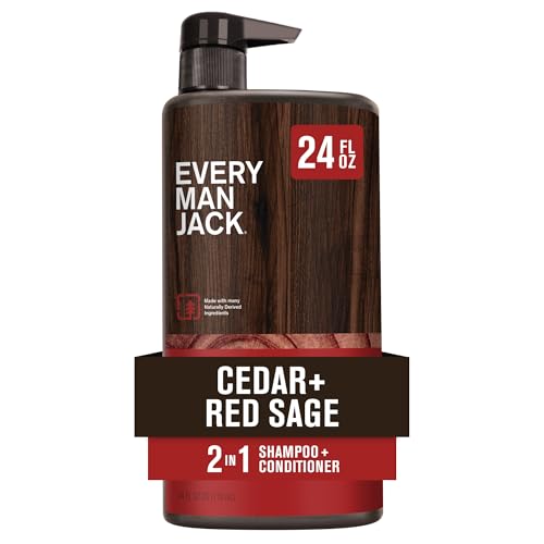 Every Man Jack 2-in-1 Daily Shampoo + Conditioner - Cedar and Red Sage | Nourishing For All Hair...