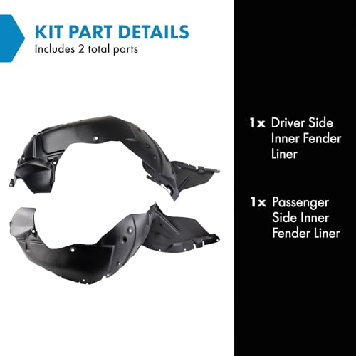 Image of TRQ Inner Fender Liner Set Compatible with 2009-2013 Mazda 6 MA1248152 MA1249152