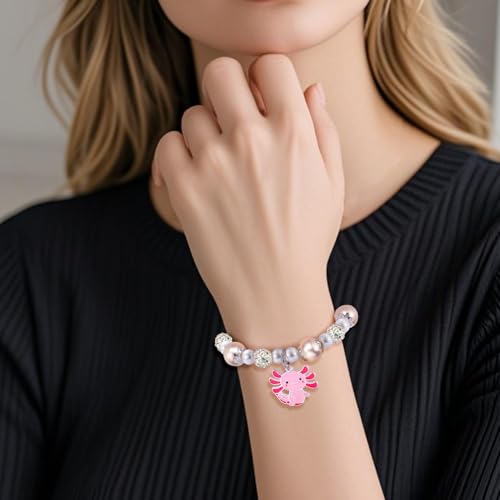 Kvekstio Cute Axolotl Gift, Sparkly Pink Axolotl Charm Beaded Bracelet for Daughter Granddaughter Niece, Axolotls Lover Accessories for Birthday, Graduation, Tough Time Healing Support Gift 6