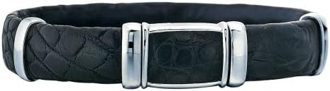 J Goodman Mens GTS Collection Crocodile Skin Bracelet - Black/silver