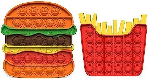 スクイーズ玩具 プッシュポップ バブル スクイーズ ハンバーガー フライドポテ セット フィジェットおもちゃ プッシュポップバブル ストレス解消 洗える可能 家族 大人兼用 プッシュポップバブルセット
