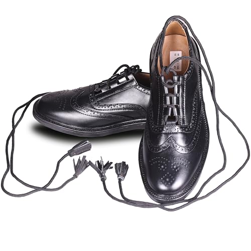 Black Synthetic Leather Ghillie Brogues – Traditional Scottish Kilt Shoes for Highland Dress, Weddings & Formal Events