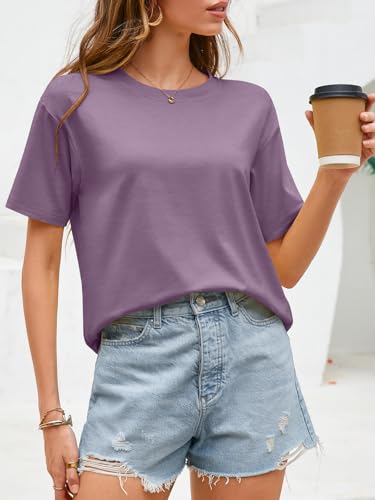 Image of UNCLECAT Womens Short Sleeve Crop Tops Summer Basic Cropped T Shirts | Workout,Casual,Crew Neck Tee,Boxy Loose Fit,Cotton Trendy Clothes