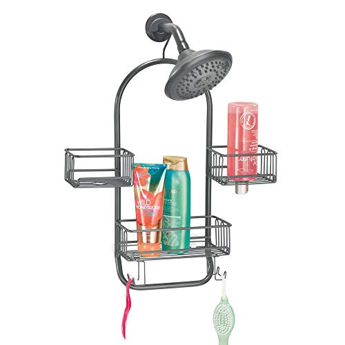 mDesign Modern Metal Wire Bathroom Tub & Shower Caddy, Hanging Storage Organizer Center