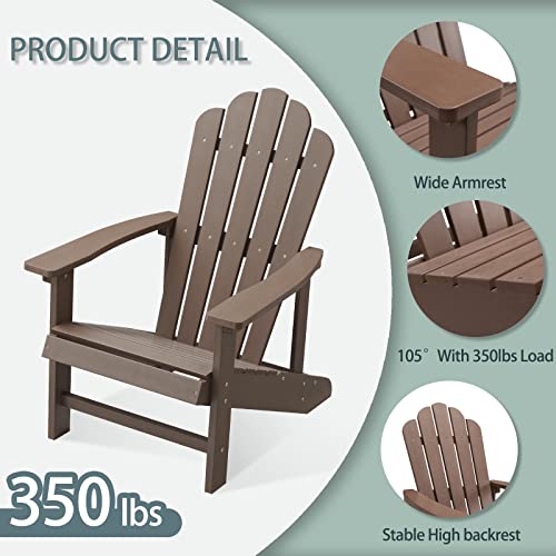 Efurden Adirondack Chair, Polystyrene, Weather Resistant & Durable Fire Pits Chair For Lawn And Garden, 350 Lbs Load Capacity With Easy Assembly (Brown, 1 Pc) #TOP3