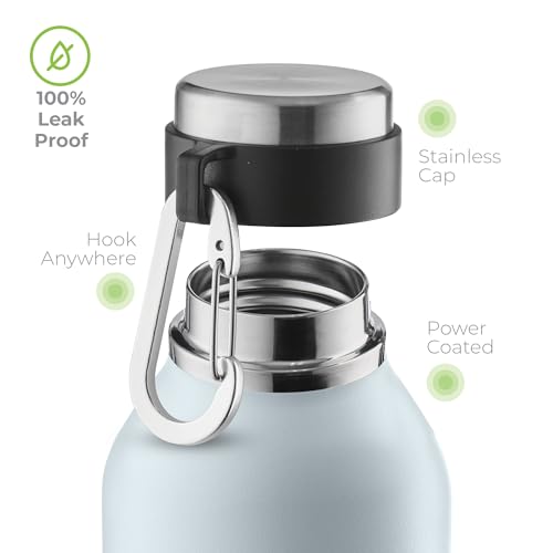 Image of SipX 20 oz Stainless Steel Insulated Water Bottle with Leakproof Lid & Carry Hook - Triple Insulated - Cold 24 Hours /Hot 12 Hours - Perfect for Gym, Work, Sports, Travel - Blue