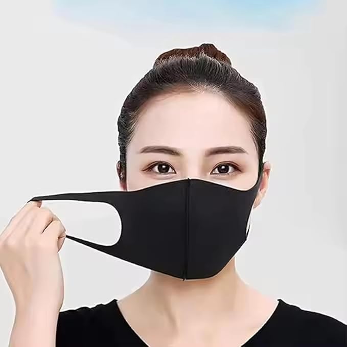 Image of Tomorrow Fashion Face Mask - Reusable Soft, Breathable & Washable Black Mask for Men & Women | Daily Use, Travel, Outdoor Activities | Stretchable Rider Mask | Stylish & Comfortable Fit