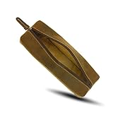 Visconti 731 Hunter Distressed Brown Leather Pencil Case/Small Travel Makeup Cosmetic Bag/Toiletry Case/Supply Holder (Tan)