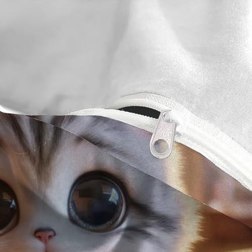 Housse de couette chat impression 3D haute définition en microfibre douce avec 2 taies