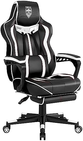 Vonesse Gaming Chair with Footrest,Reclining Computer Gaming Chair for Adults,Big and Tall Gamer Chair with Massage,Ergonomic PC Gaming Chair with Lumbar Pillow,High Back Racing Gaming Chair for Teens