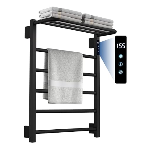 KOOTTI Heated Towel Racks for Bathroom Hot Towel Warmer with 24hr Timer Stainless Steel Wall Mounted Electric Towel Warmers for Bathroom (Gold 6-Bar)