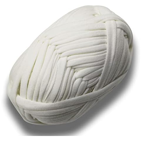 NOTIONSLAND 2Pcs T-Shirt Yarn for Crochet Basket, Fabric Knitting Yarn for Bags, Eyeglass Holder, Glasses Stand Holder, Home Decor - White Cover