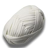 NOTIONSLAND 2 Stück T-Shirt-Garn für Häkelkorb, Stoffstrickgarn für Taschen, Brillenhalter, Brillenständer, Heimdekoration - Weiß