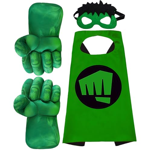 JEEK Superhero mãos super-herói mãos punhos crianças gigantes luvas brinquedos Smash boxe luvas brinquedos presentes suaves luvas de pelúcia para meninos meninas (verde B)