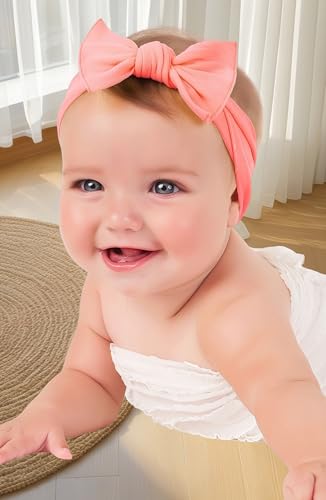 Baby Girl's Newborn Baby Bowknot Soft Cotton Headband Toddler Hairband (Yellow, One Size)4