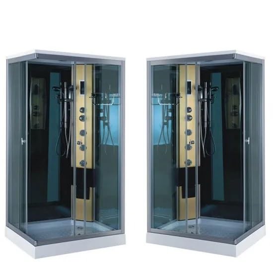Bagno Italia Cabina de hidromasaje 100 x 70 cm con ducha color oro disponible con apertura a la derecha o a la izquierda