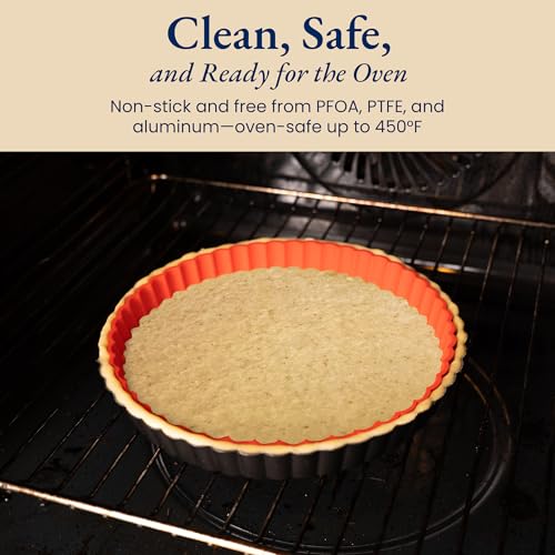 image for Patz&Patz Classic Tart Pan 9 Inch Removable Bottom with Patented Silic