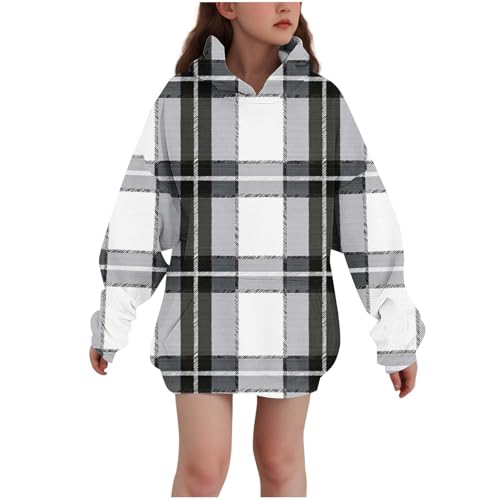 Girls Sherpa Lined Hoodies Fleece Casual Hooded Sweatshirts Plaid Trendy Cute Pullovers for Teen Girls