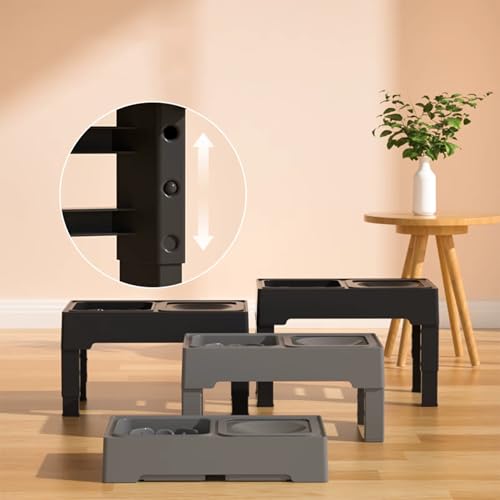 Comedouro Lento e Bebedouro Elevado Para Ajustar Postura de Pet, Altura Ajustável, Bebedouro Anti Re