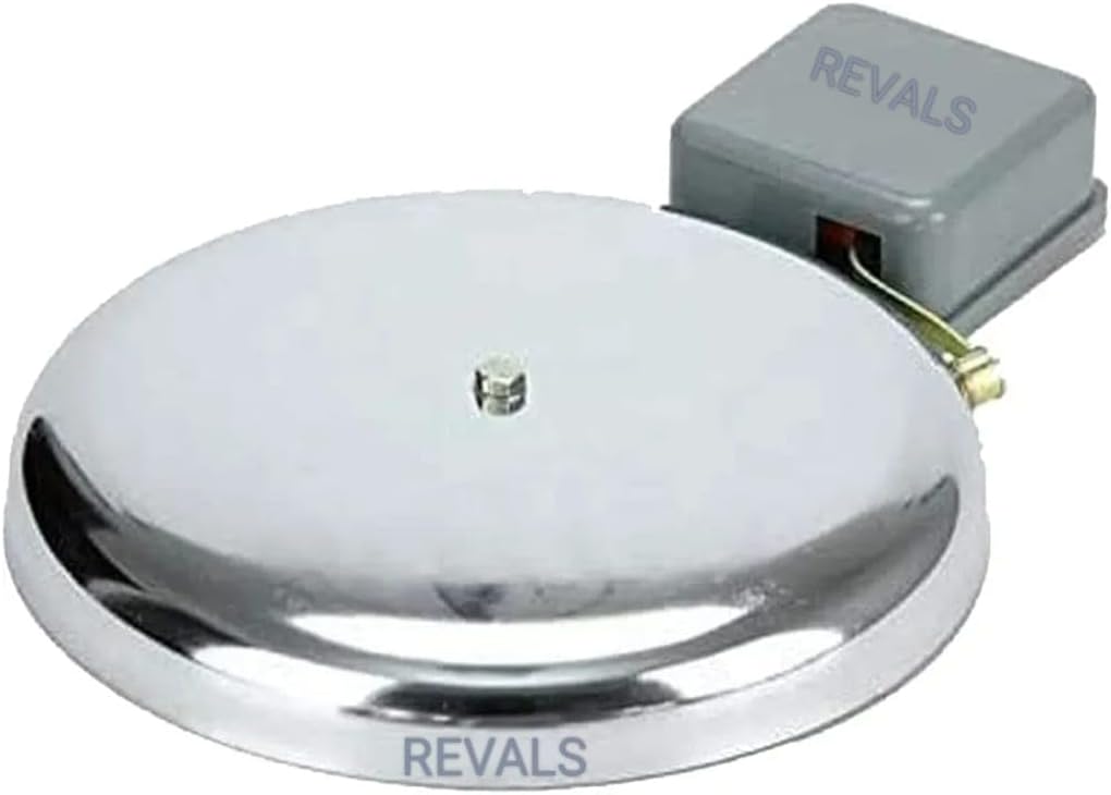 REVALS 225 mm Gong Electric Industrial School College Factory Bell Wired Door Metal Chime (9 inch, Silver)