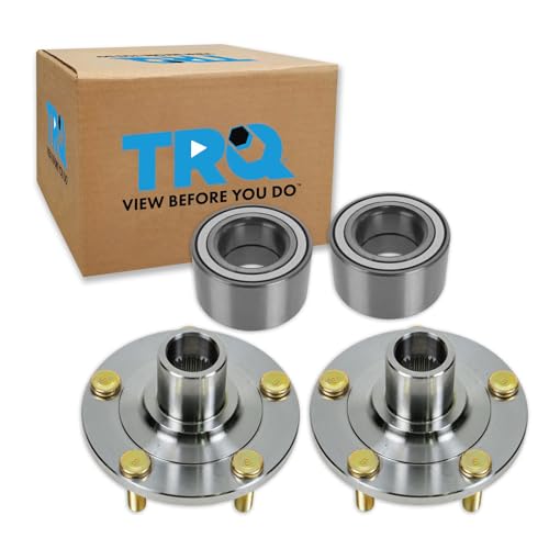 TRQ 2 Piece Front Passenger Side Driver & Passenger Side Wheel Bearing & Hub Kit Set Compatible with 2005-2013 Mazda 3 2006-2015 5