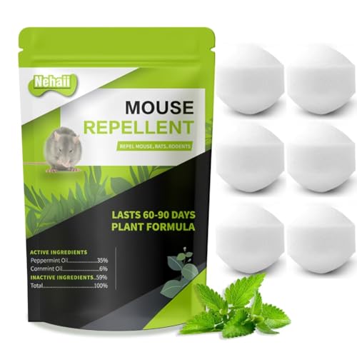 Nehaii Mouse Repellent, Rat Repellent Outdoor, Rat Deterrent, Rodent Repellent, Humane Than Mice Trap and Ultrasonic, Mouse Deterrent, Repel Rodent Mice Indoor&Outdoor -6P