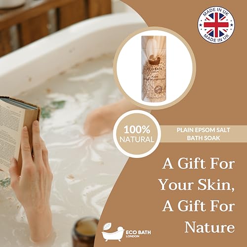 Image of Eco Bath London Plain Epsom Salt Bath Soak - Tube 2.2 LB (1kg) | Made in UK | Made with 100% Pure Epsom Salt | Magnesium Bath Salts for Skin Care
