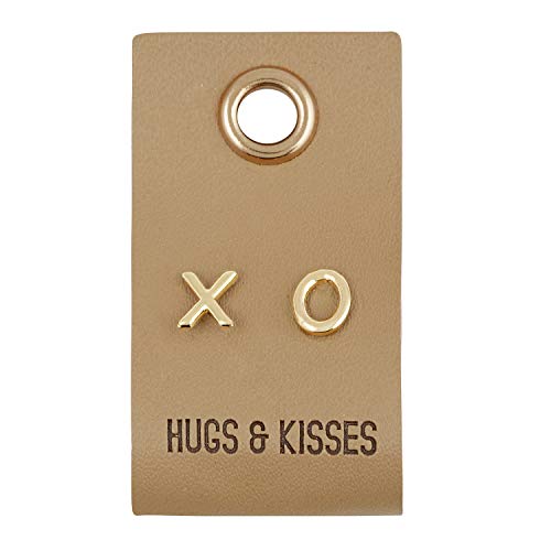 Santa Barbara Design Studio Fleur Jewelry Gold Stud Leather Tag Earrings, XO