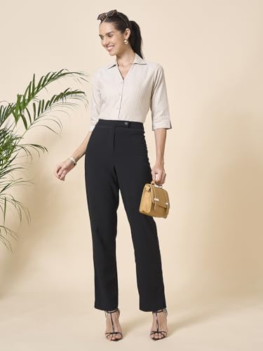 Image of Style Quotient Women Stripe Blue and White Polycotton Formal Shirt