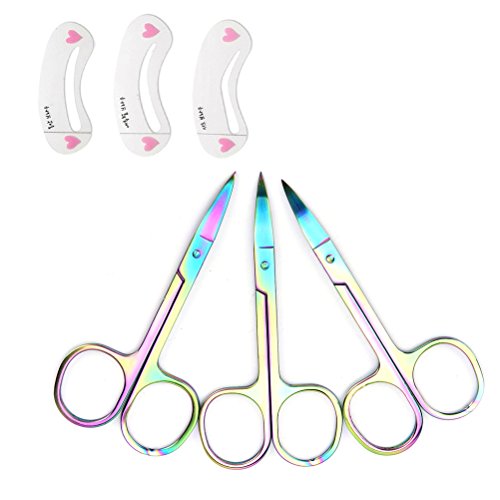 Coobbar 3pcs Protable Stainless Steel Eyebrow Trimmer Scissors Eyebrow Shaver Knife Nose Hair Removal