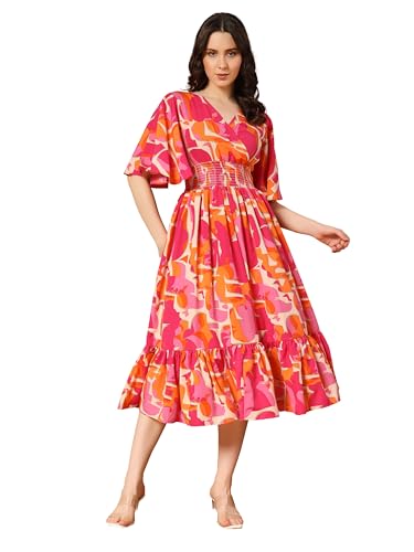 Image of ZWERLON | Beautiful Floral Pattern | Midi Length | Eye-Catching Design | Perfect for Casual |Flattering Fit and Soft | Comfortable Fabric