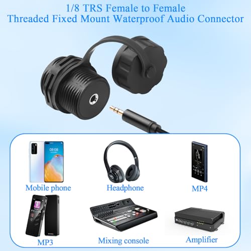 Conector estéreo impermeable TRS 3.5mm hembra a hembra miniatura 6