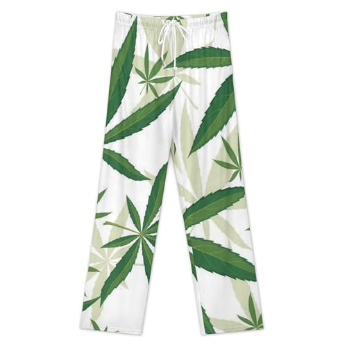 Pajama Pants for Man Woman Trendy Couple Home PJ Pants Sleepwears Prensents Weed Pot Leaves3
