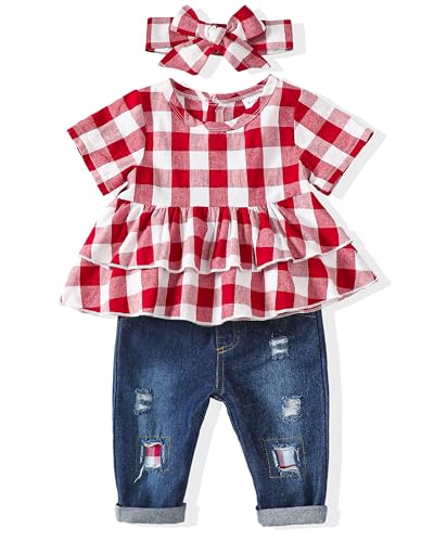 Image of Renotemy Baby Girl Clothes Toddler Girl Clothes Outfits Infant Clothing Jeans Pants Set Cute Clothes Set for Girls