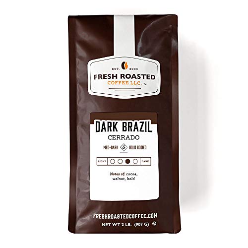 Fresh Roasted Coffee LLC, Dark Brazil Cerrado Coffee, Medium-Dark Roast, Whole Bean, 2 Pound Bag