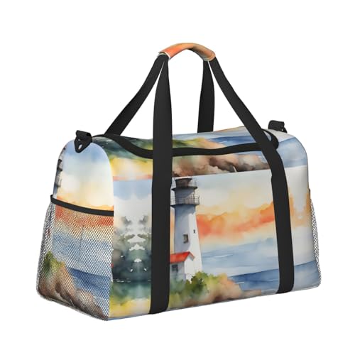Lighthouse Foldable Travel Duffel Bag Tote Carry On Luggage Bag For Weekend Getaways, For Spontaneous Trips3