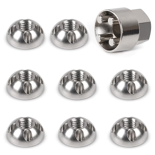 EFUTURETIME 8 x Écrous Antivol M8 x 1,25 mm, Ecrou de Sécurité en Acier Inoxydable 303 avec 1 Douille