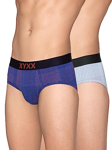 Image of XYXX Men's Blox Tencel Micromodal Regular Fit Printed Antimicrobial Briefs with No Marks Waistband (Pack of 2)
