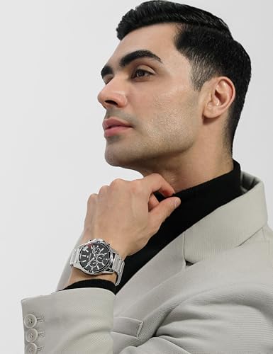 Image of Tommy Hilfiger Multifunction Black Dial Stainless Steel Strap Watch for Men