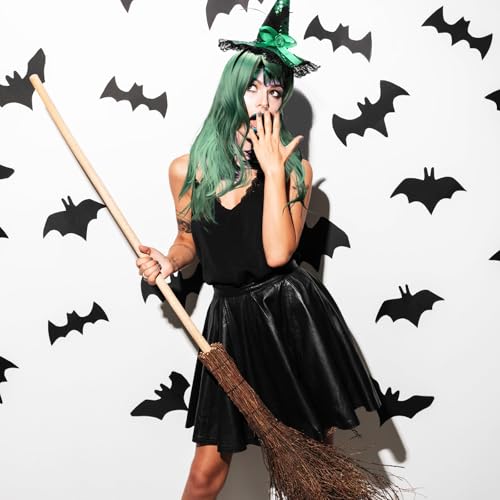 Jagely 3 Pieces Halloween Witch Costume For Women, Striped Thigh High Socks Curly Wig Halloween Witch Sequins Headband For Cosplay thumb #3