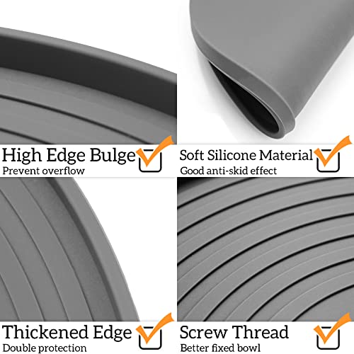 Ptlom Silicone Pet Feeding Mat For Dogs And Cats Placemat 2 Pack, Non-Slip Waterproof Dog Bowl Mats For Food And Water, Small Medium Pets Puppy Tray Mat Prevent Residues Spill To The Floor, Grey #TOP3