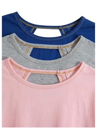 Image of RoseSeek Women's 3 Packs Open Back Tops T Shirt Criss Cross Cut Out Tee Short Sleeve Crewneck Summer Backless Tops
