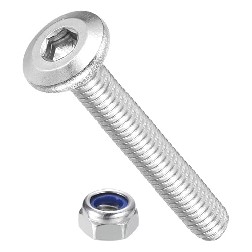 Image of METALLIXITY Crib Screws Replacement Set(M4-0.7x25) 100Pcs, Silver Tone, 304 Stainless Steel Hex Socket Screws with Lock Nuts - for Furniture Woodworking Project, Silver Tone