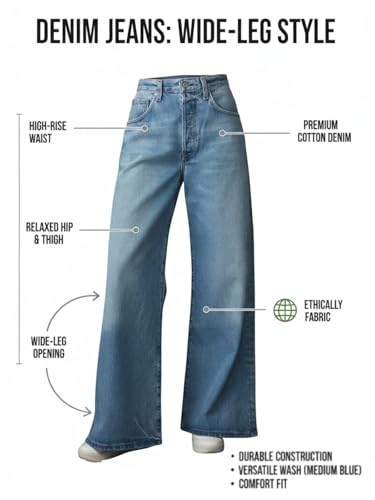 Image of GRECIILOOKS Baggy Jeans for Women | High Waist Wide Leg Stylish for Girls Trendy Women's Pant | Loose Jean for Women's | Jean for Womens