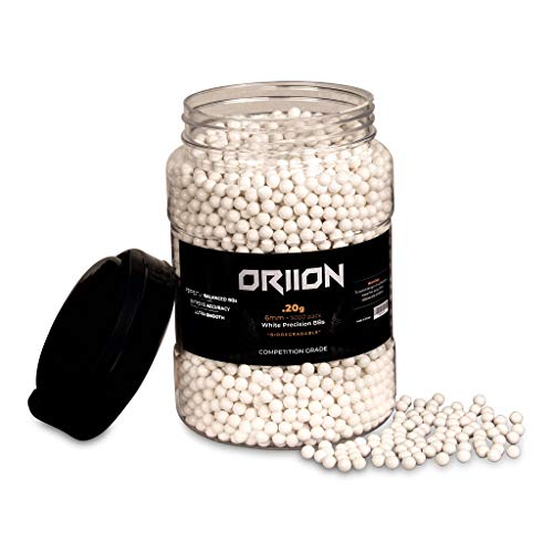 Oriion 6mm Biodegradable Airsoft BBS | .20g Airsoft BBS for High Precision and Greater Range | Air Softgun Gun Ammo | Airsoft BBS .20g Perfect for AEGs, Pistols and Rifles | 5000 Rounds Each
