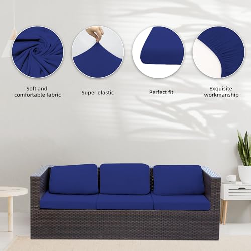 Image of 8Pcs Stretch Patio Cushion Covers,Outdoor Couch Covers Replacement,Outdoor Couch & Sofa Slipcovers,for Patio Furniture Cushion Covers,Washable Reusable Furniture Protector (Lake Blue, Cover Only)