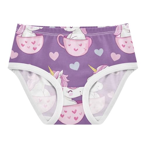 Wusikd Cute Unicorns Girls' Underwear Cotton Pink Mug Hearts Girls Briefs Soft Toddler Underwear 2T