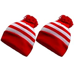 Red/ White (Striped Pompom 2pcs)
