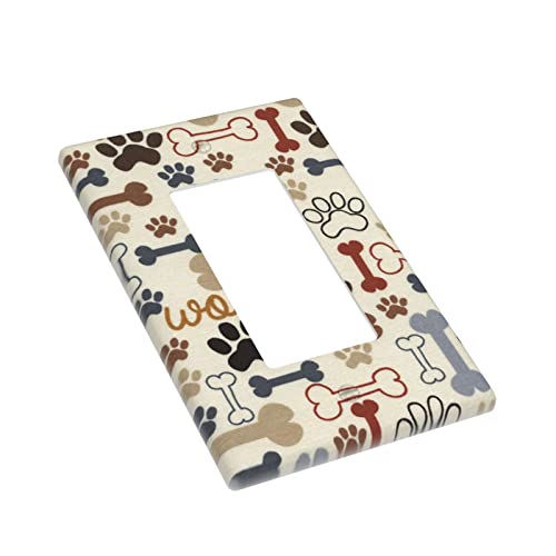 Placa para interruptor de huellas de perro funda de enchufe decorativa de 1 banda 4.6x2.8 4